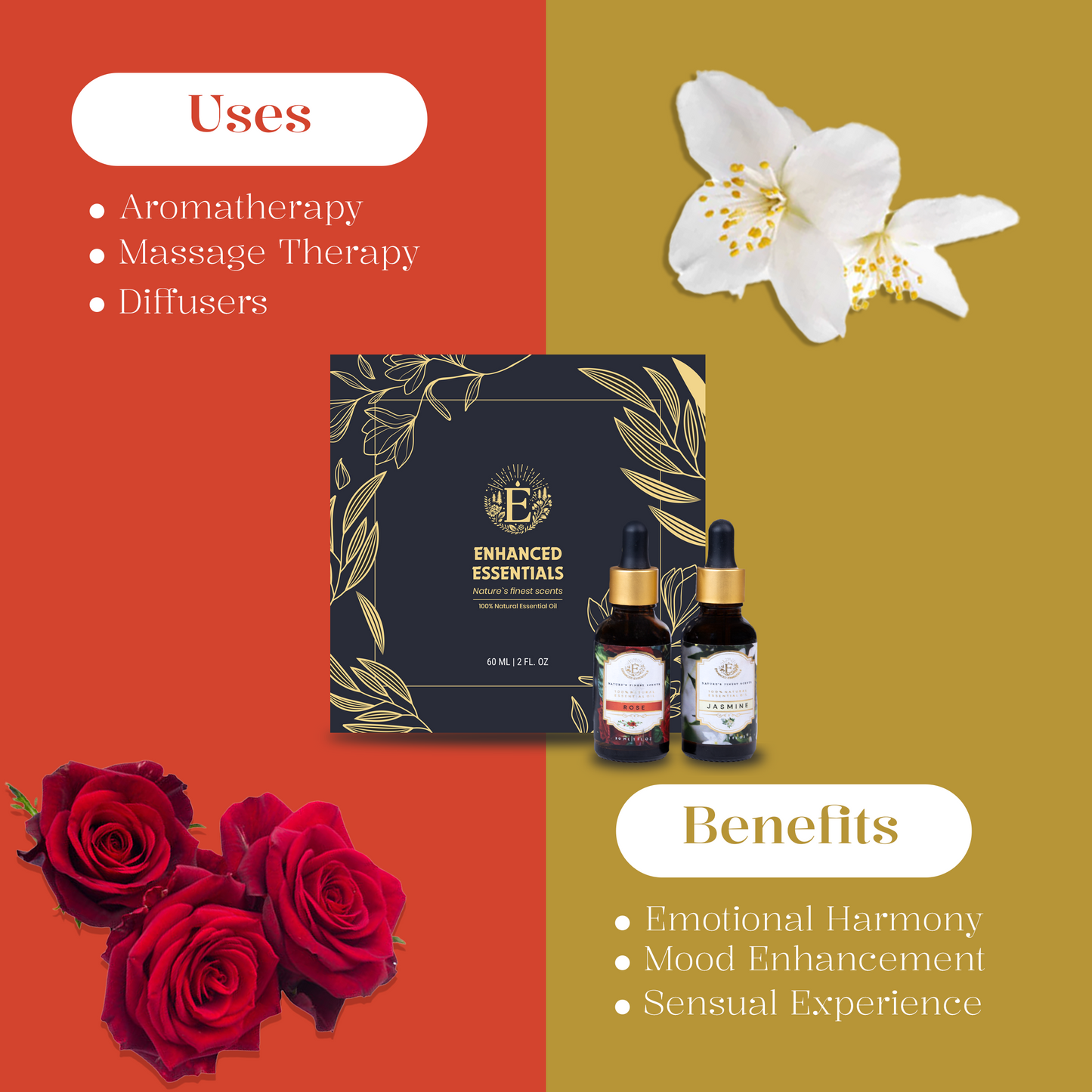 Romantic Fusion Of Rose & Jasmine - 100% Natural Essential Oil (2 x 30 mL)